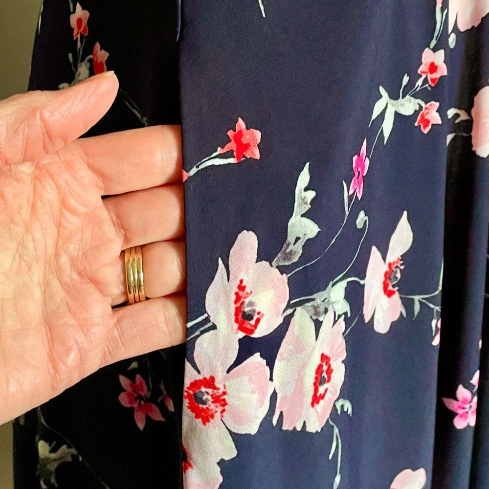 Jessica Howard Floral Navy Midi Dress, Size 6 - Picture 6 of 8